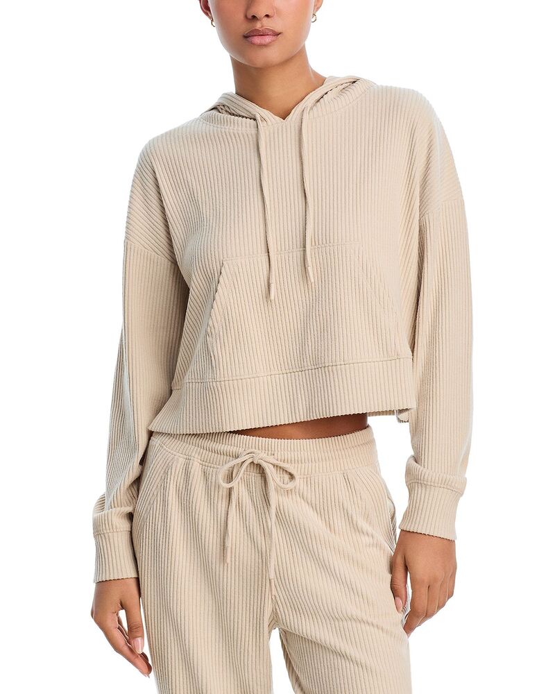 アクア レディース アウター パーカー・スウェット AQUA Brushed Rib Crop Hoodie - Exclusive Beige ベージュ|ReVida 店