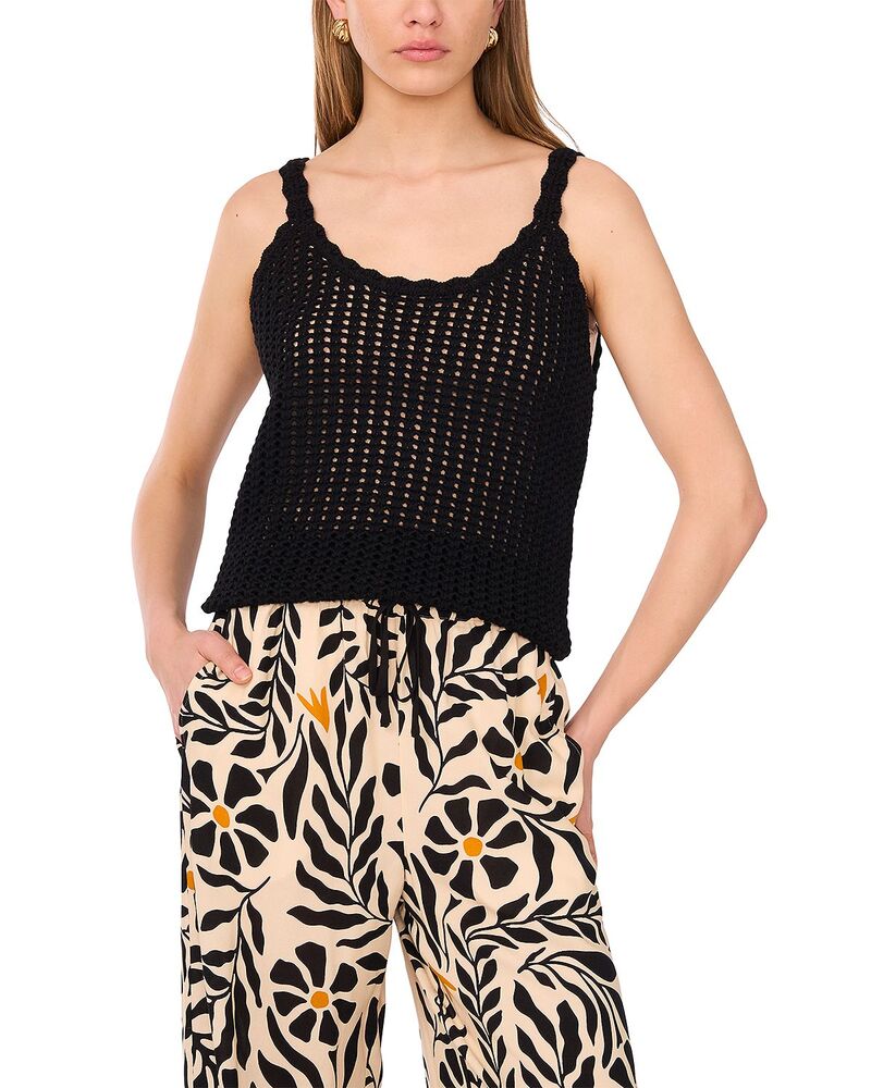 ワンステイト レディース トップス タンクトップ 1.STATE Pointelle Tank Top Rich Black ブラック｜ReVida 店