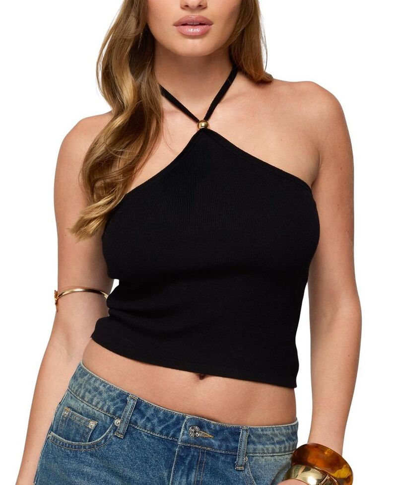 アディクテッド レディース トップス シャツ ニット ホルター Edikted Hollis Knit Halter Top Black ブラック