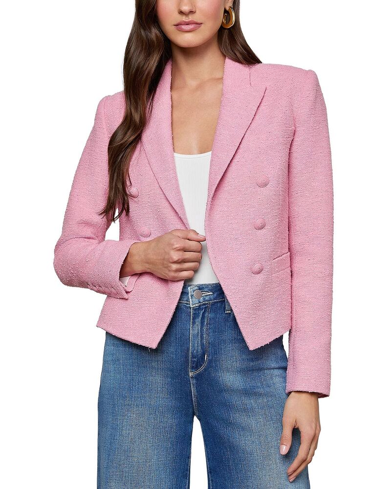 ラジャンス レディース アウター ジャケット・ブルゾン ブレザー L\'AGENCE Brooke Double Breasted Crop Blazer Fondant Pink Rose ピンク｜ReVida 店