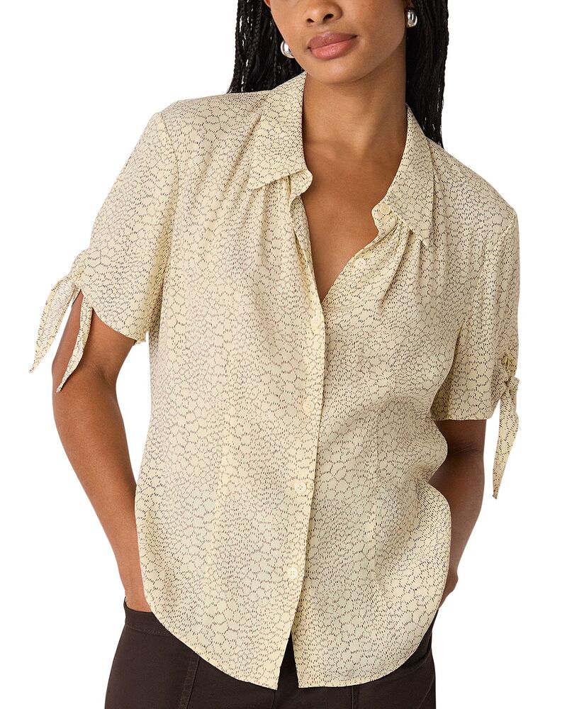 ホイッスルズ レディース トップス シャツ Whistles Dashed Marks Tie Sleeve Shirt Ivory/Multi アイボリー|ReVida 店