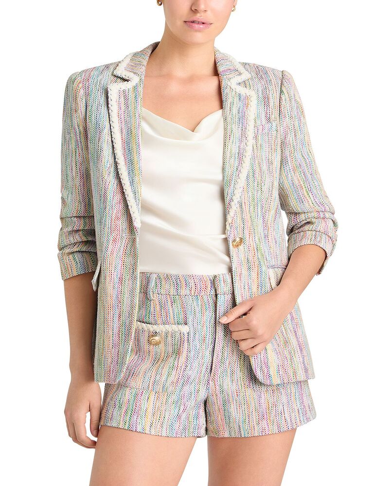 サンク ア セプト レディース アウター ジャケット・ブルゾン ツイード ブレザー Cinq ? Sept Prism Tweed Khloe Blazer Ivory Multi アイボリー