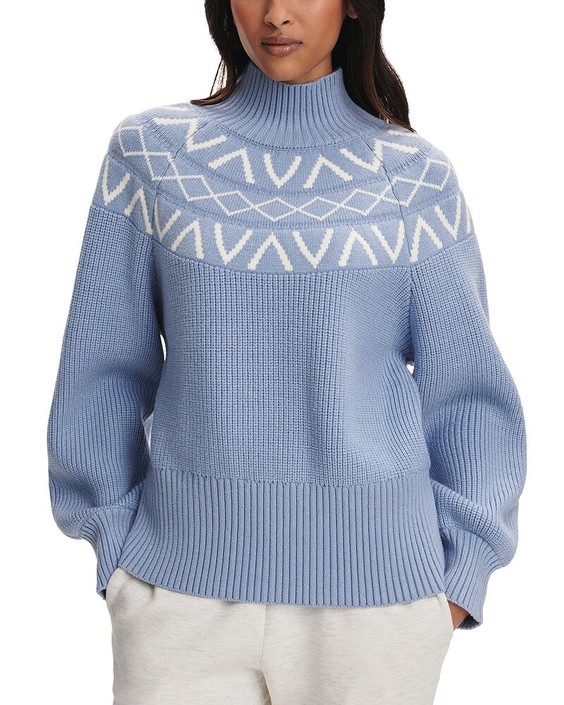 バーレイ レディース アウター ニット・セーター モックネック Varley Marcie Fair Isle Yoke Mock Necknit Sweater Glacier Blue ブルー｜ReVida 店