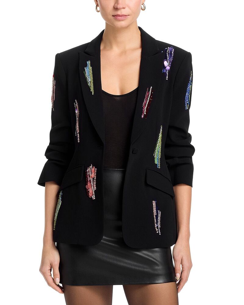 サンク ア セプト レディース アウター 上衣・上衣 Cinq ? Sept Paillette Whirl Scrunched Sleeve Jacket Black/multi 黒いこと