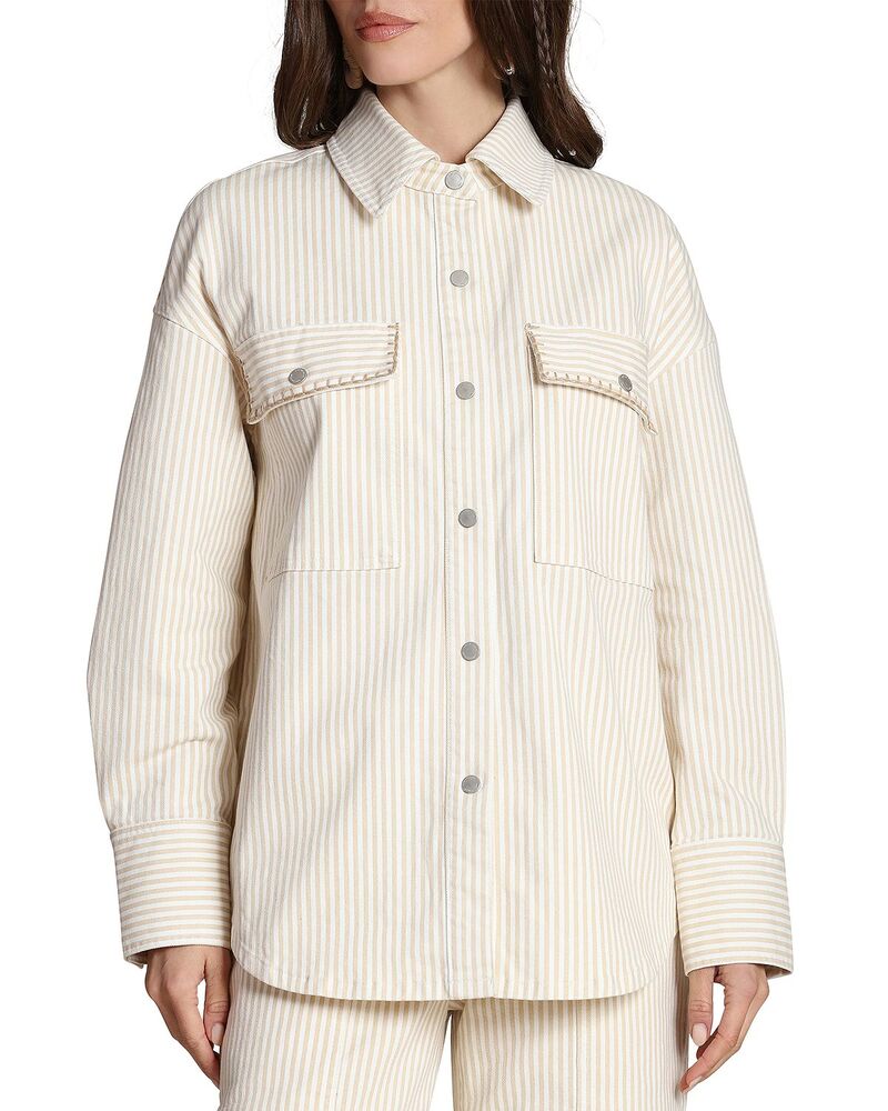 アヴェックレフィーユ レディース トップス シャツ Avec Les Filles Oversized Shirt Beige White Stripe ホワイト