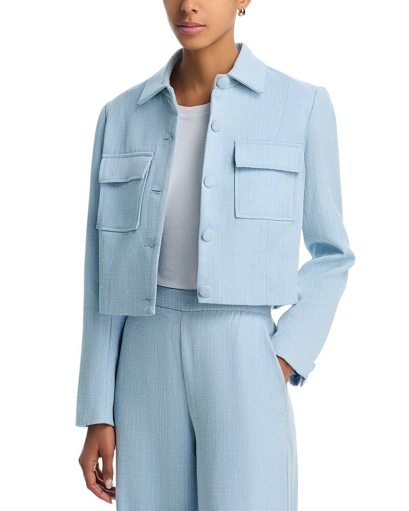 アクア レディース アウター 上衣・上衣 ツィード スポーツジャケット AQUA Shimmer Tweed Blazer - Exclusive Light Blue 青色 コート・ジャケット-レディースファッション