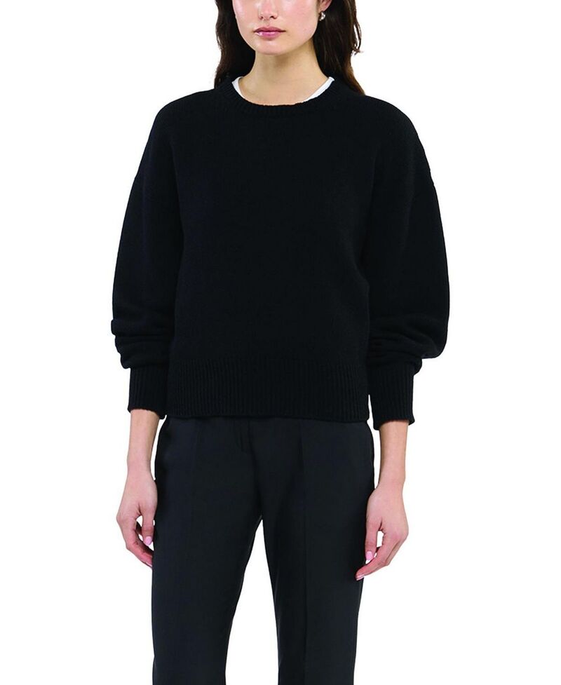 アナザー トゥモロー レディース アウター パーカー・スウェット プルオーバー 編み物 Another Tomorrow Cashmere Knit Sweatshirt Black 黒いこと