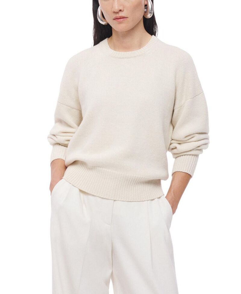 アナザー トゥモロー レディース アウター パーカー・スウェット プルオーバー 編み物 Another Tomorrow Cashmere Knit Sweatshirt Ivory 象牙色