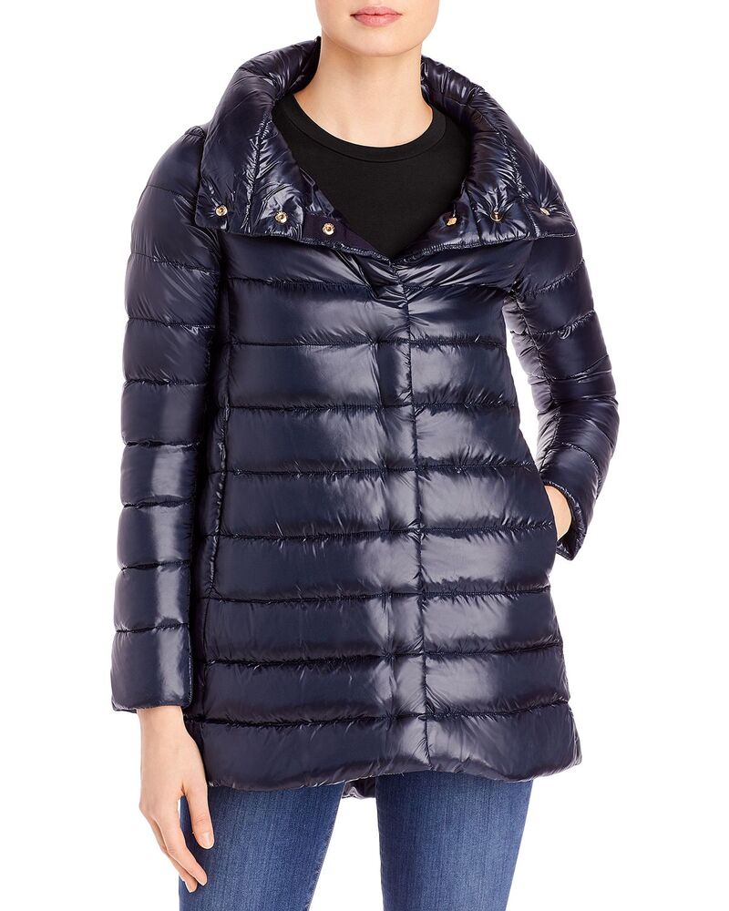 ヘルノ レディース アウター コート ダウン Herno Amelia Stand Collar Down Puffer Coat Navy ネイビー｜ReVida 店