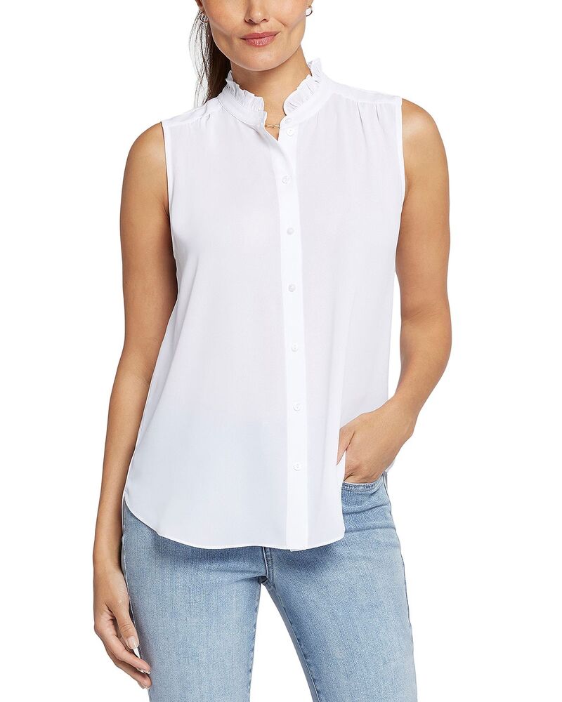 エヌワイディージェイ レディース トップス シャツ フリル ノースリーブ NYDJ Sleeveless Ruffled Toptic White ホワイト