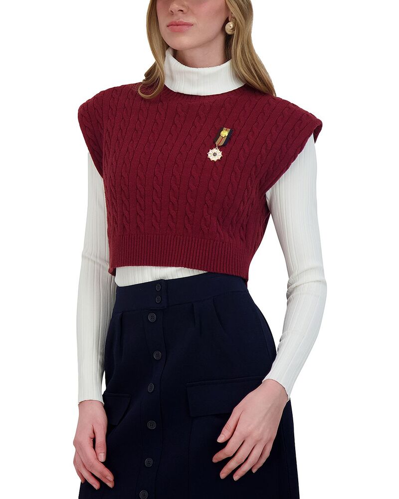 ポイント レディース アウター ベスト ニット Point Cable Knit Vest Syrah|ReVida 店