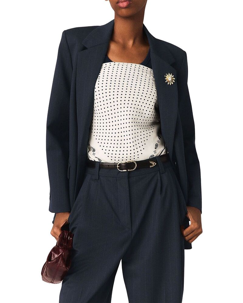 マージュ レディース アウター ジャケット・ブルゾン Maje Striped Suit Jacket Navy ネイビー