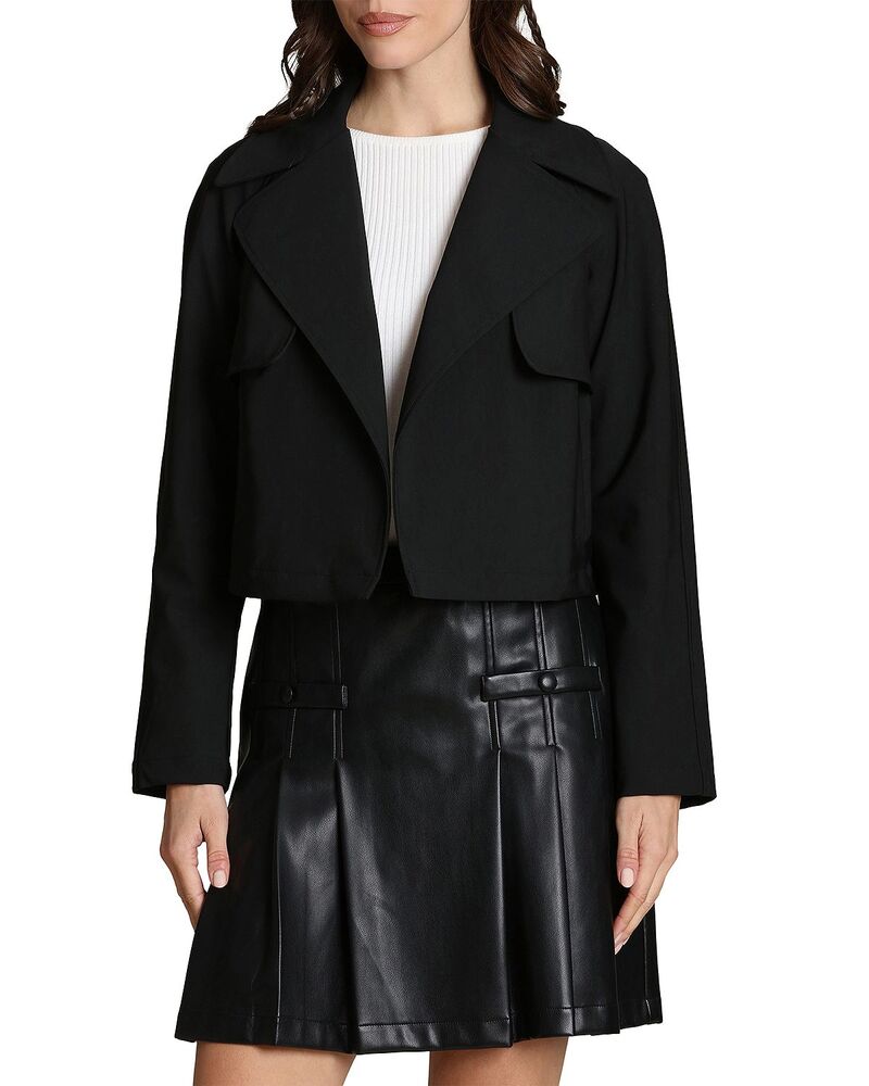 バガテル レディース アウター コート ナイロン クロップド Bagatelle Cool Tech Nylon Open Front Cropped Trench Coat Black ブラック 20,576円