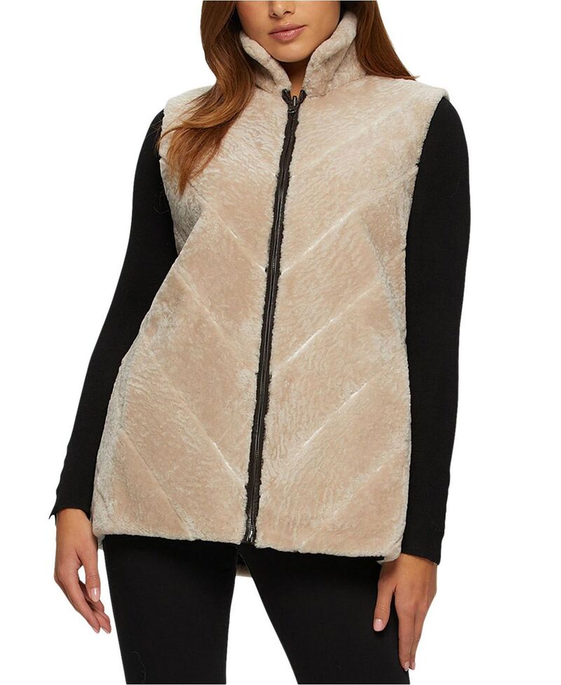 ゴルスキ レディース アウター ベスト Gorski Reversible Shearling Lamb Vest Beige/Dark Brown ブラウン