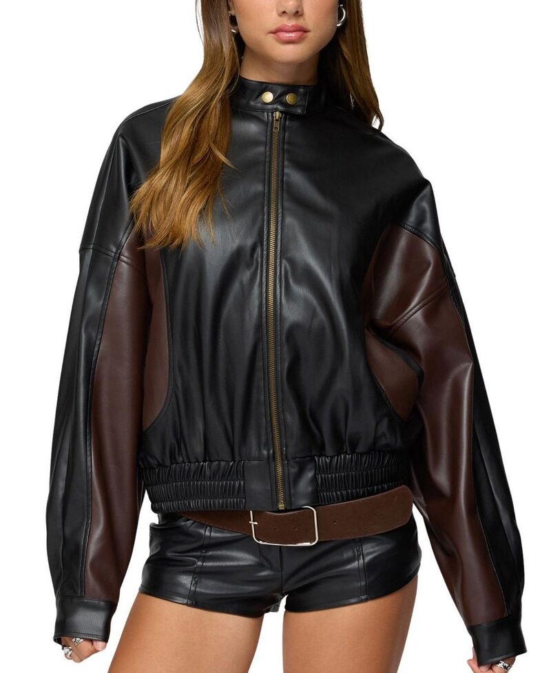 アディクテッド レディース アウター 上衣・上衣 対照 Edikted Lavena Contrast Jacket Black 黒いこと