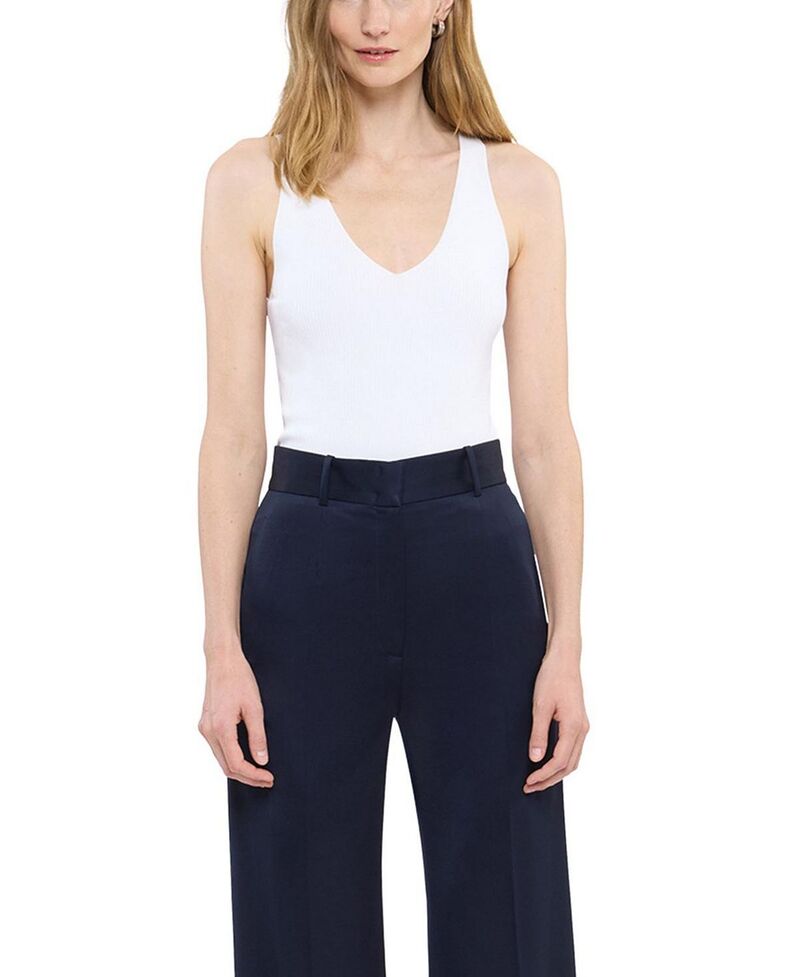 アナザー トゥモロー レディース トップス タンクトップ ニット Another Tomorrow Deep V Tanknit White ホワイト