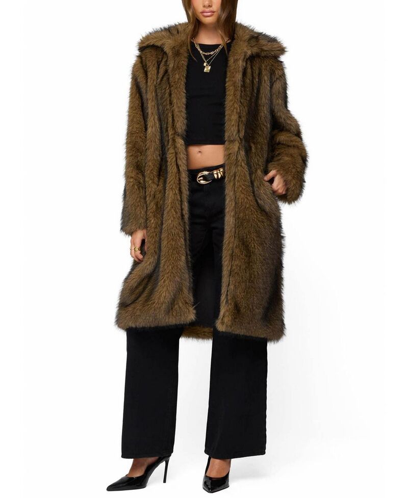 アディクテッド レディース アウター 厚地の外套 マキシ Edikted Saphira Oversized Maxi Coat Brown 赤銅色 レディースファッション-コート・ジャケット