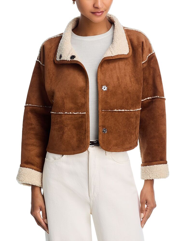 ヴェルヴェットバイグラハムスペンサー レディース アウター 上衣・上衣 クロップド Velvet by Graham \u0026 Spencer Kelly Reversible Faux Shearling Cropped Jacketobacco Brown 赤銅色