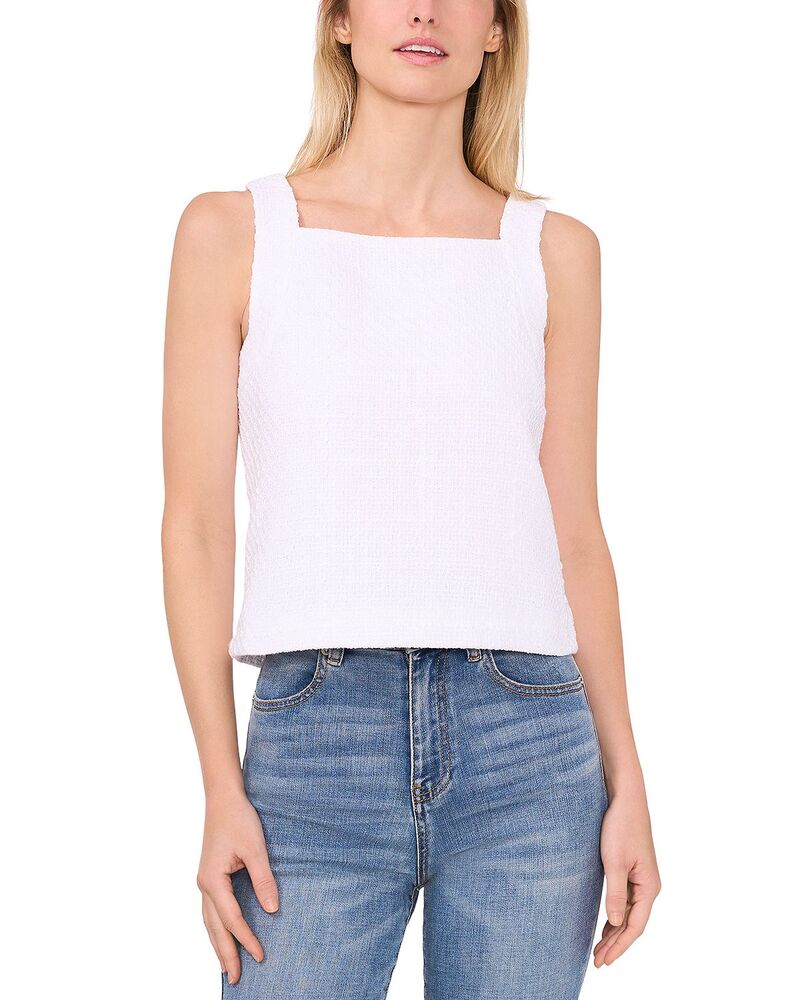 セセ レディース トップス シャツイード CeCe Tweed Square Neck Top Ultra White ホワイト