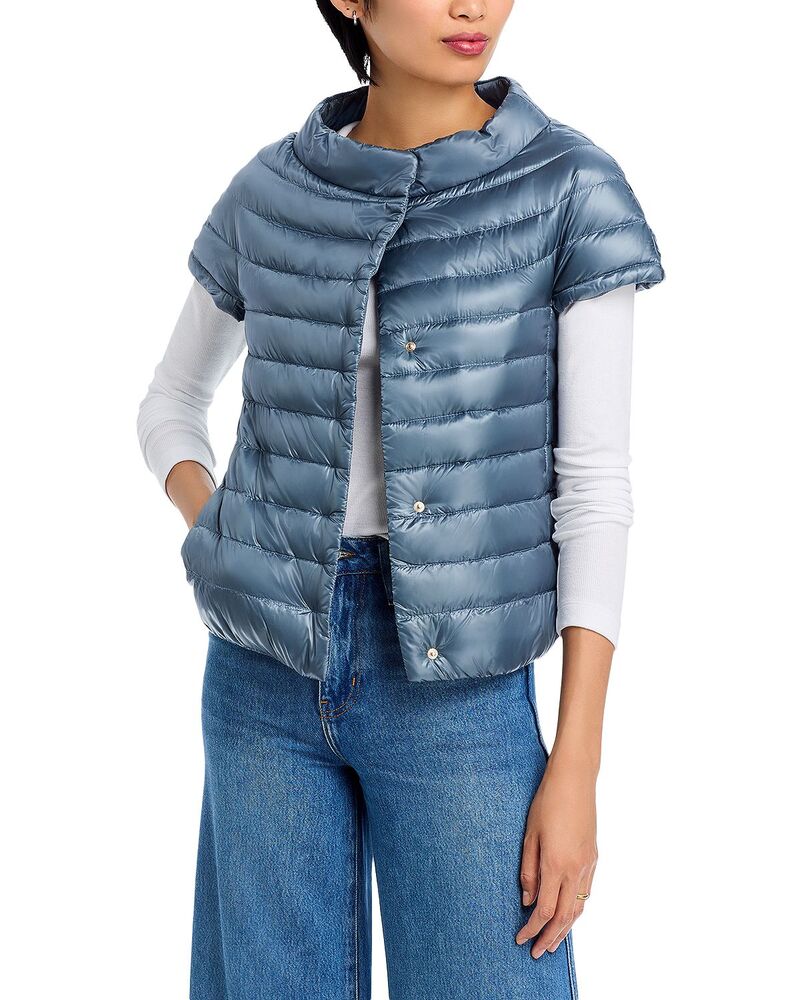 ヘルノ レディース アウター ベスト キャップ ジャケット Herno Emelia Cap Sleeve Puffer Jacket Light Blue ブルー