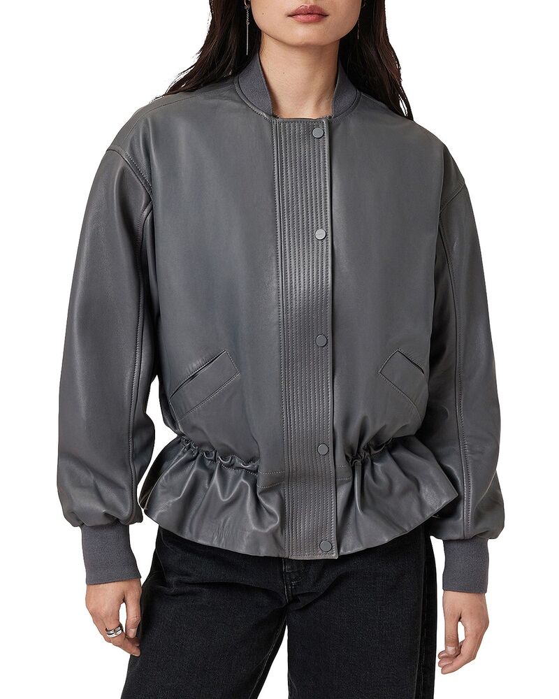 オールセインツ レディース アウター ジャケット・ブルゾン レザー ALLSAINTSofi Leather Bomber Jacket Graphite Blue グラファイト