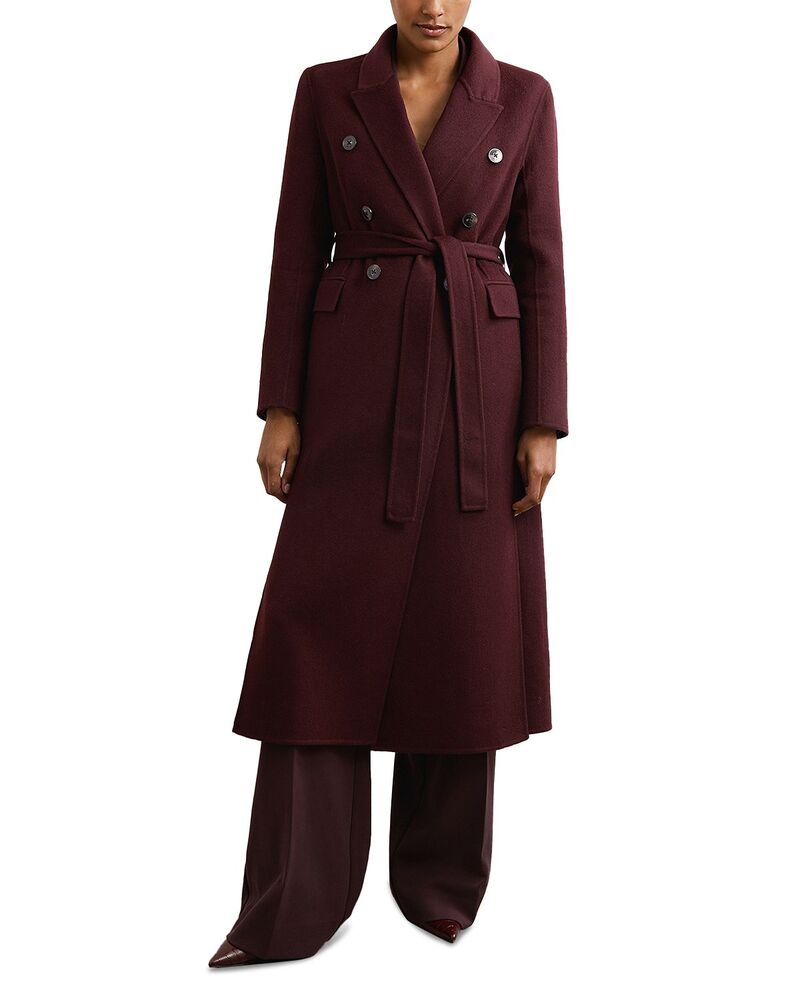 レイス レディース アウター 厚地の外套 プチ REISS Petite Brogan Coat Burgundy バーガンディ コート・ジャケット-レディースファッション