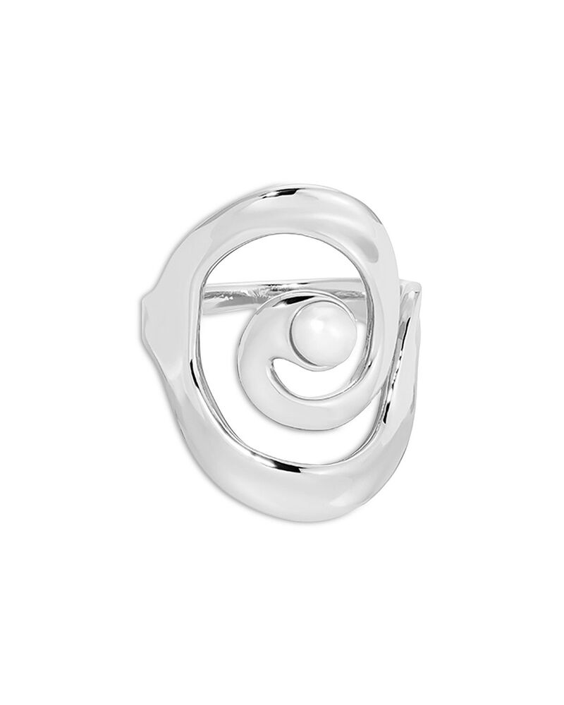 エティカ レディース アクセサリー リング Ettika Cultured Freshwater Pearl Aura Swirl Ring Silver シルバー