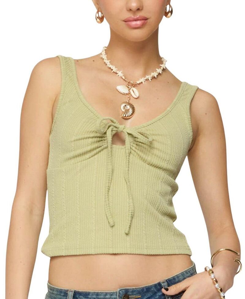 アディクテッド レディース トップス タンクトップ リブ Edikted Yarah Keyhole Textured Ribbed Tank Top Sage セージ 8,840円