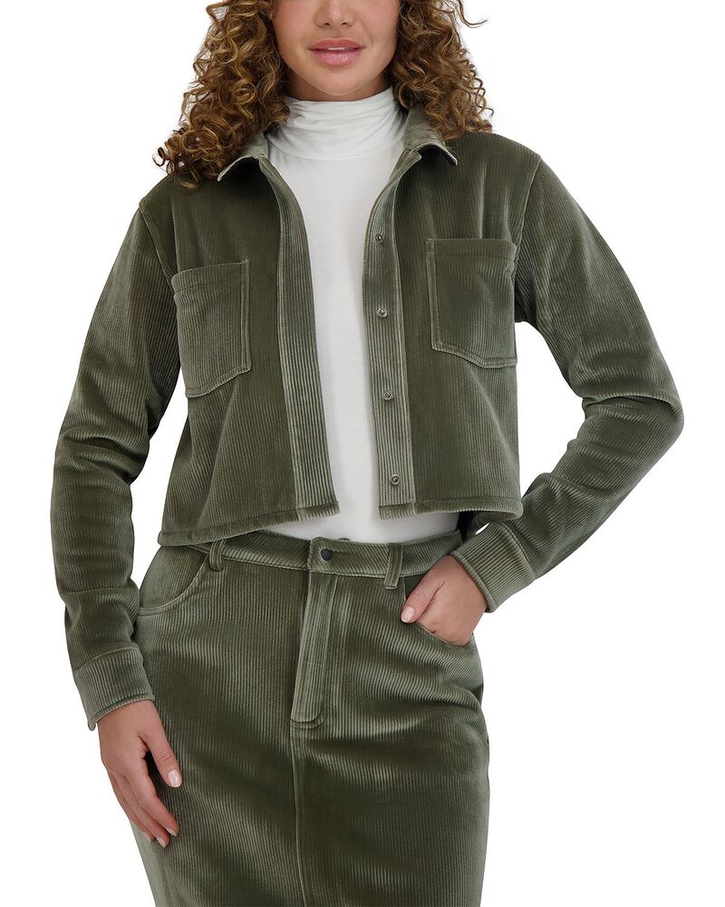 ポイント レディース アウター ジャケット・ブルゾン リブニット Point Rib Knit Velour Jacket Olive オリーブ