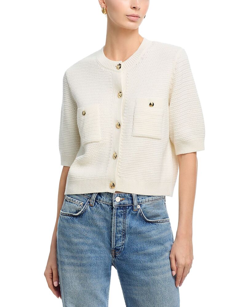 アニービン レディース アウター カーディガン セーター Anine Bing Christa Short Sleeve Cardigan Sweater Ivory アイボリー
