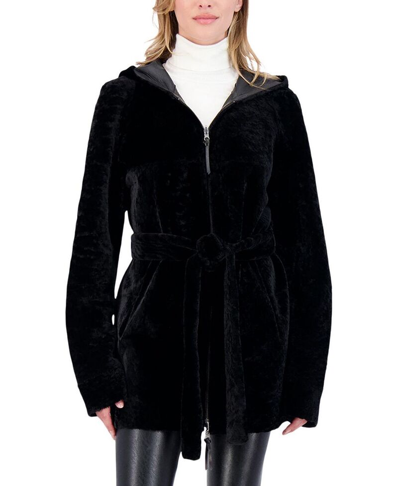 ゴルスキ レディース アウター 上衣・上衣 パーカー 厚地の外套 Gorski Reversible Shearling Ziparka Coat Black/Black 黒いこと レディースファッション-コート・ジャケット