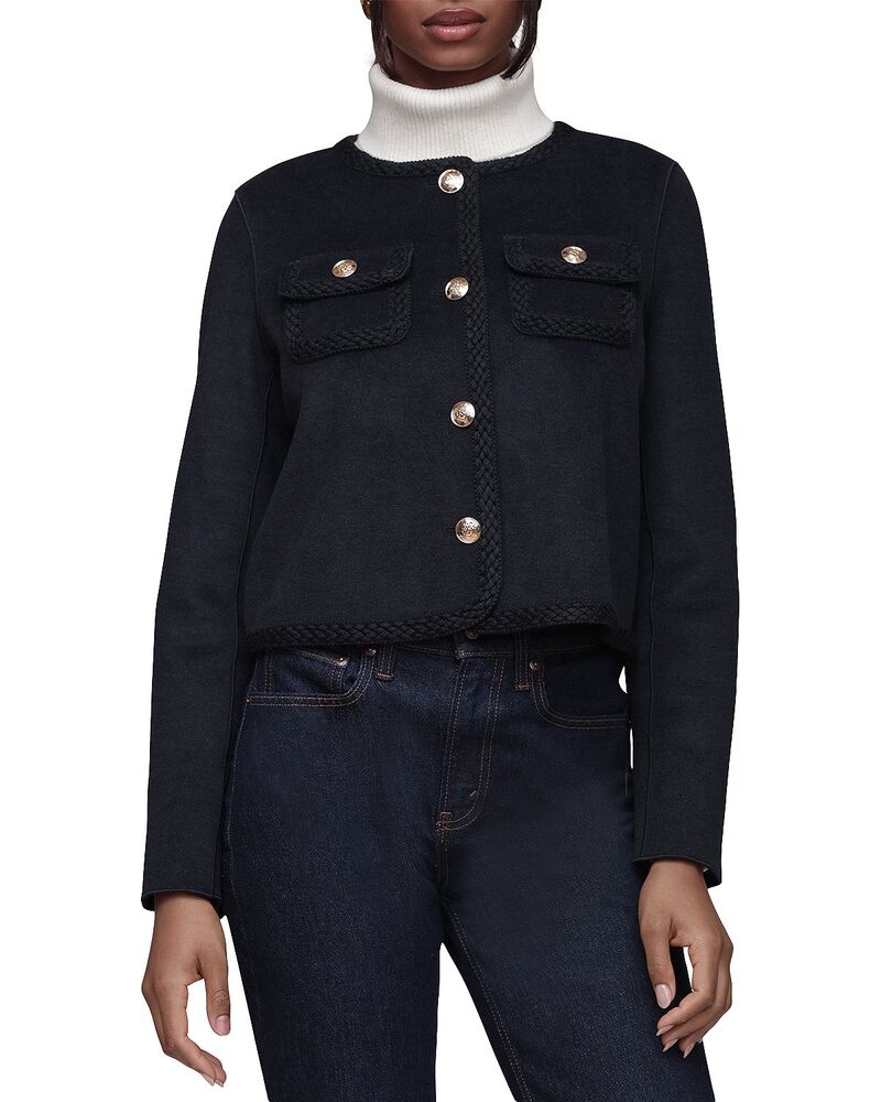 バガテル レディース アウター ジャケット・ブルゾン クロップド Bagatelle Cropped Jacket With Crochetrim Navy ネイビー