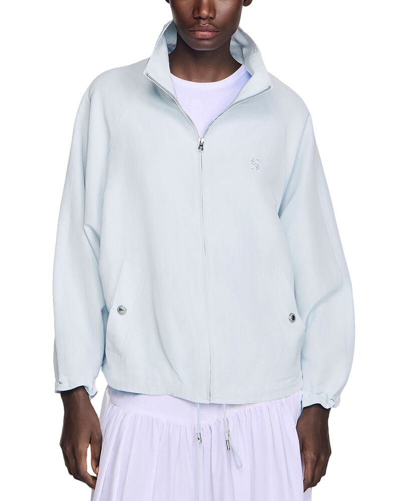 サンドロ レディース アウター ジャケット・ブルゾン Sandro Stand Collar Oversized Jacket Sky Blue ブルー
