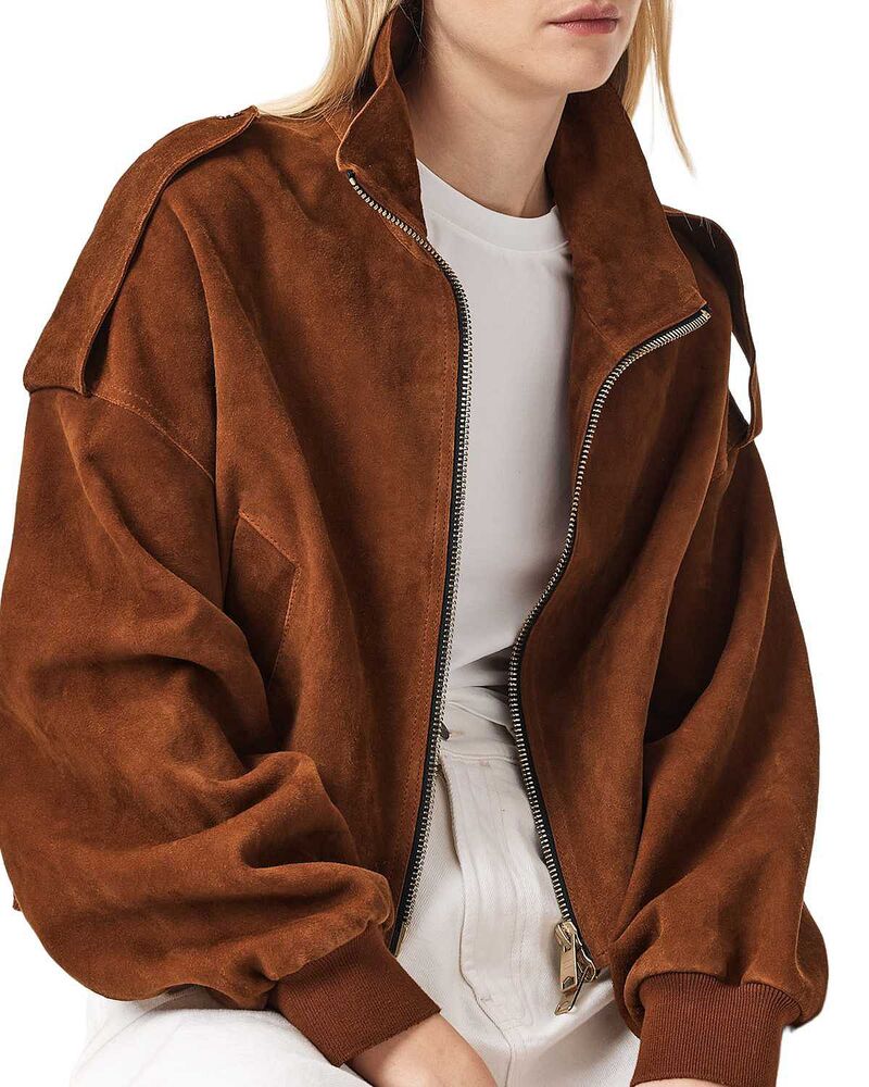 オールセインツ レディース アウター 上衣・上衣 スエードクロス ALLSAINTS Lowden Suede Jacket Cognac Brown 赤銅色