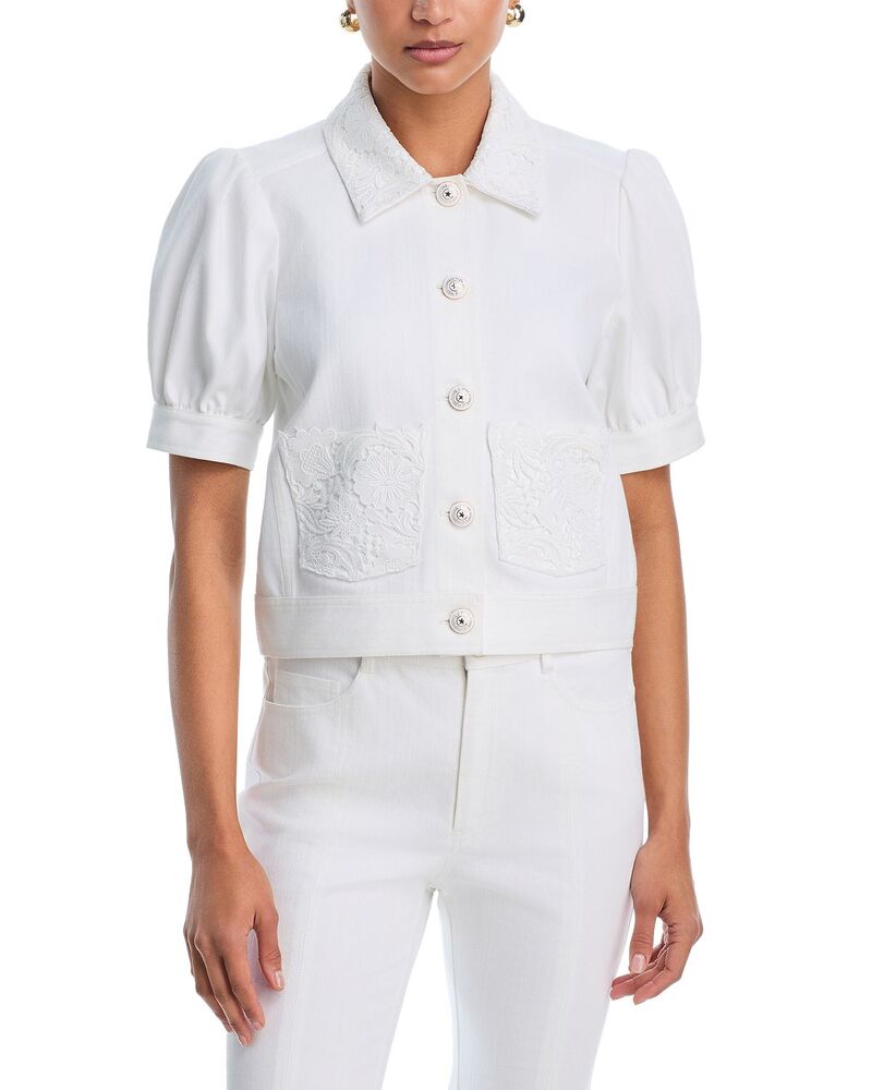 サンク ア セプト レディース アウター ジャケット・ブルゾン デニム レース Cinq ? Sept Lace White Denim Ivana Jacket White ホワイト|ReVida 店