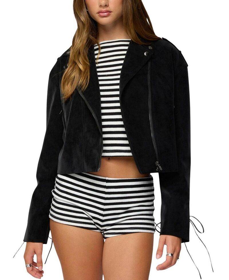 アディクテッド レディース アウター 上衣・上衣 Edikted Ryder Biker Jacket Black 黒いこと