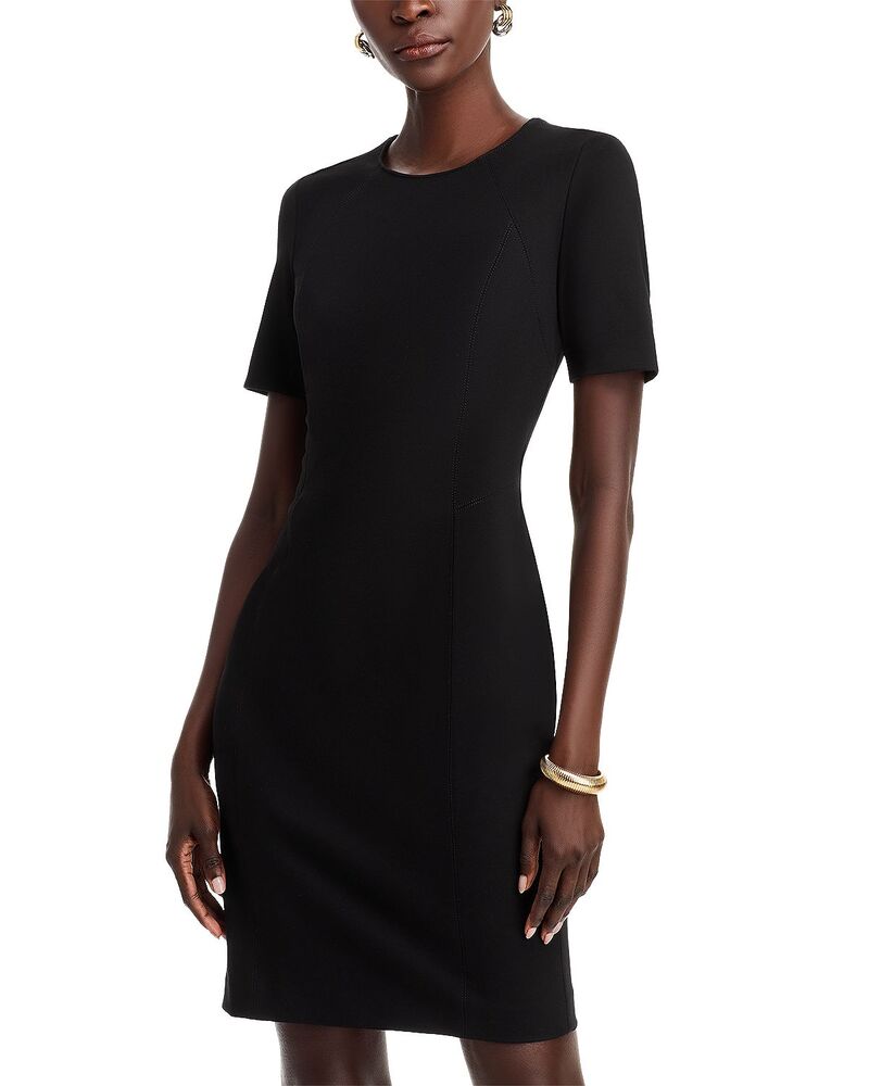 ティー・タハリ レディース トップス ワンピース Tahari Judianne Short Sleeve Fitted Sheath Dress - Exclusive Black ブラック|ReVida 店