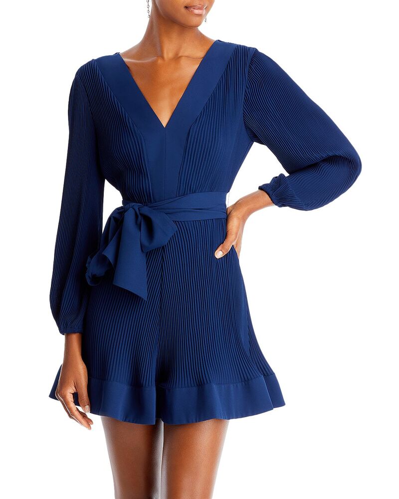 ミリー レディース トップス 衣装 筋目 MILLY Liv Belted Pleatedress Navy 米国海軍