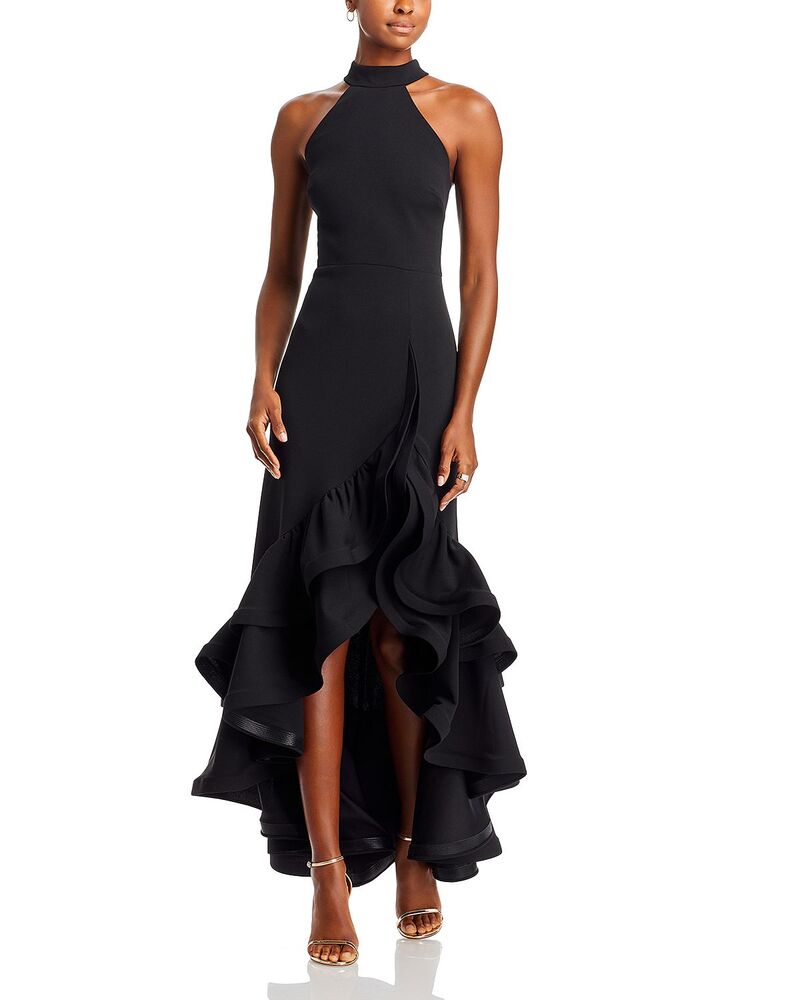 アクア レディース アンダーお召しもの ナイト爵お召しもの フラウンス裾 フラウンス AQUA Racerback Ruffle Hem Gown - Exclusive Black 黒いこと