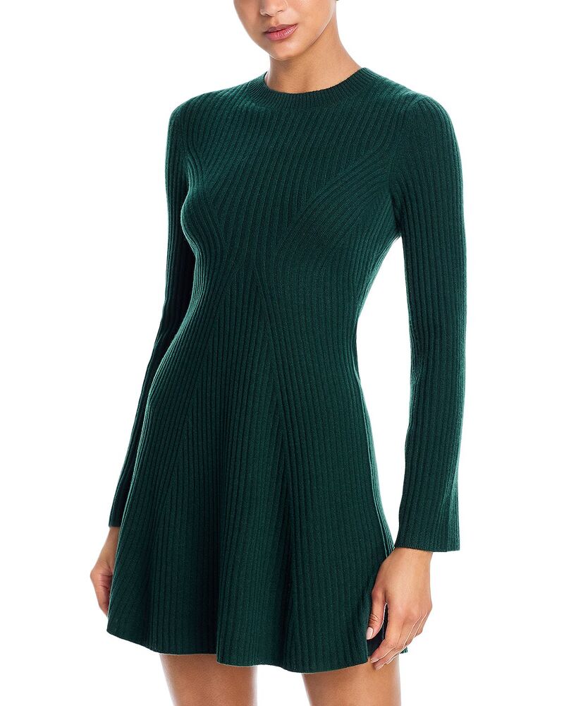 アクア レディース トップス ワンピース リブ ミニ AQUA 100% Cashmere Contouribbed Cashmere Mini Dress - Exclusive Deepine アクア｜ReVida 店