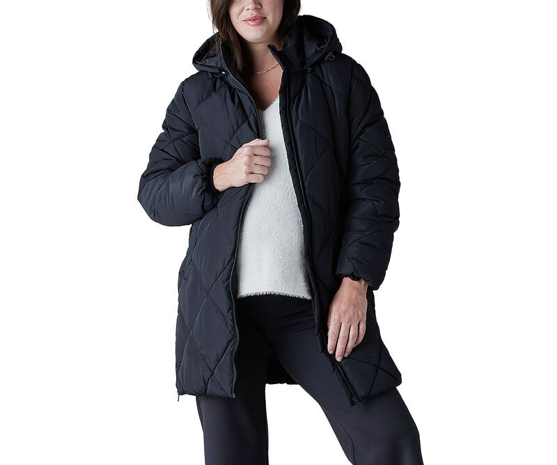 イングリッド\u0026イザベル レディース アウター 上衣・上衣 マタニティ Ingrid \u0026 Isabel Hooded Longline Puffer Maternity Jacket Black Onyx 黒いこと