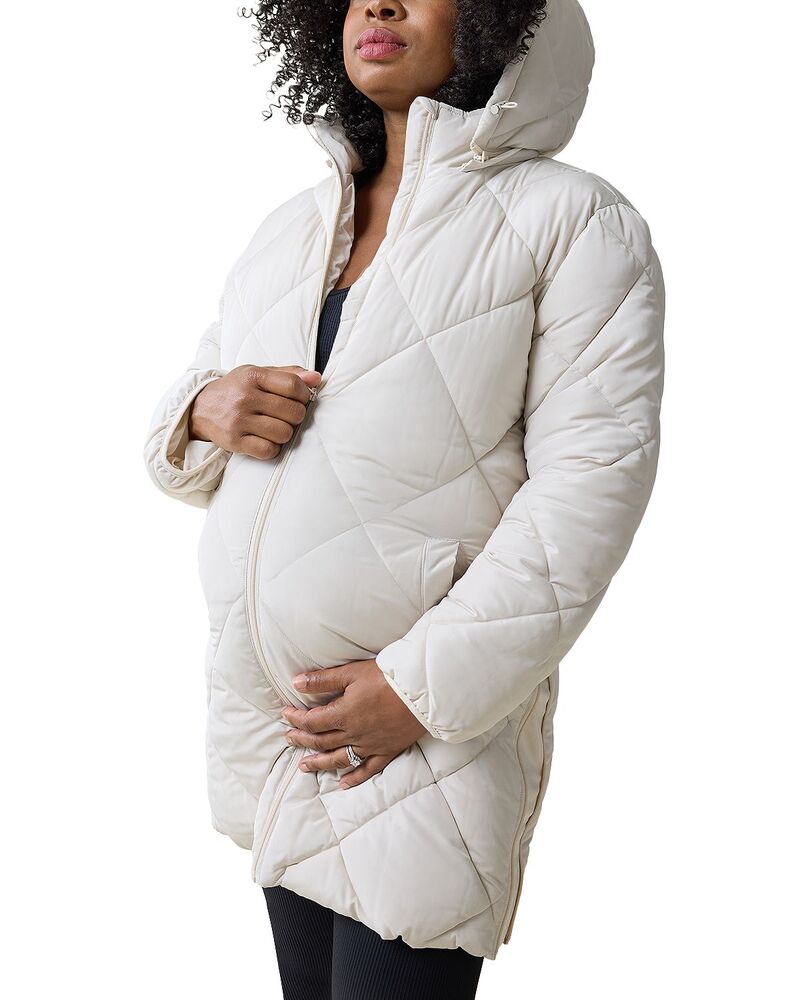 イングリッド\u0026イザベル レディース アウター 上衣・上衣 マタニティ Ingrid \u0026 Isabel Hooded Longline Puffer Maternity Jacket Stone 石ころ