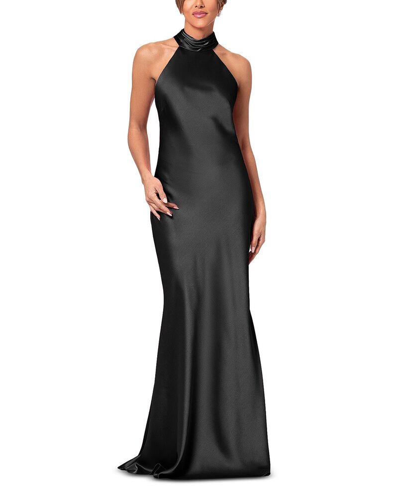 アクア レディース トップス ワンピース サテン ノースリーブ AQUA Sleevelessatin Gown - Exclusive Black ブラック