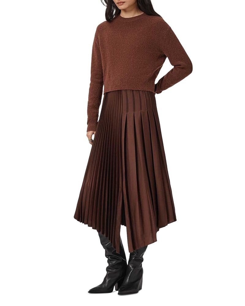 オールセインツ レディース トップス ワンピース プリーツ マキシ ALLSAINTS Jax 2-In-1 Pleated Maxi Dress Chestnut Brown ブラウン
