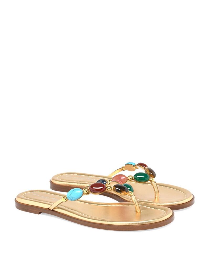 ジャンヴィト ロッシ レディース シューズ パンプス Gianvito Rossi Women'shanti Thong 05 Flats Gold Suede and Nappa ゴールド