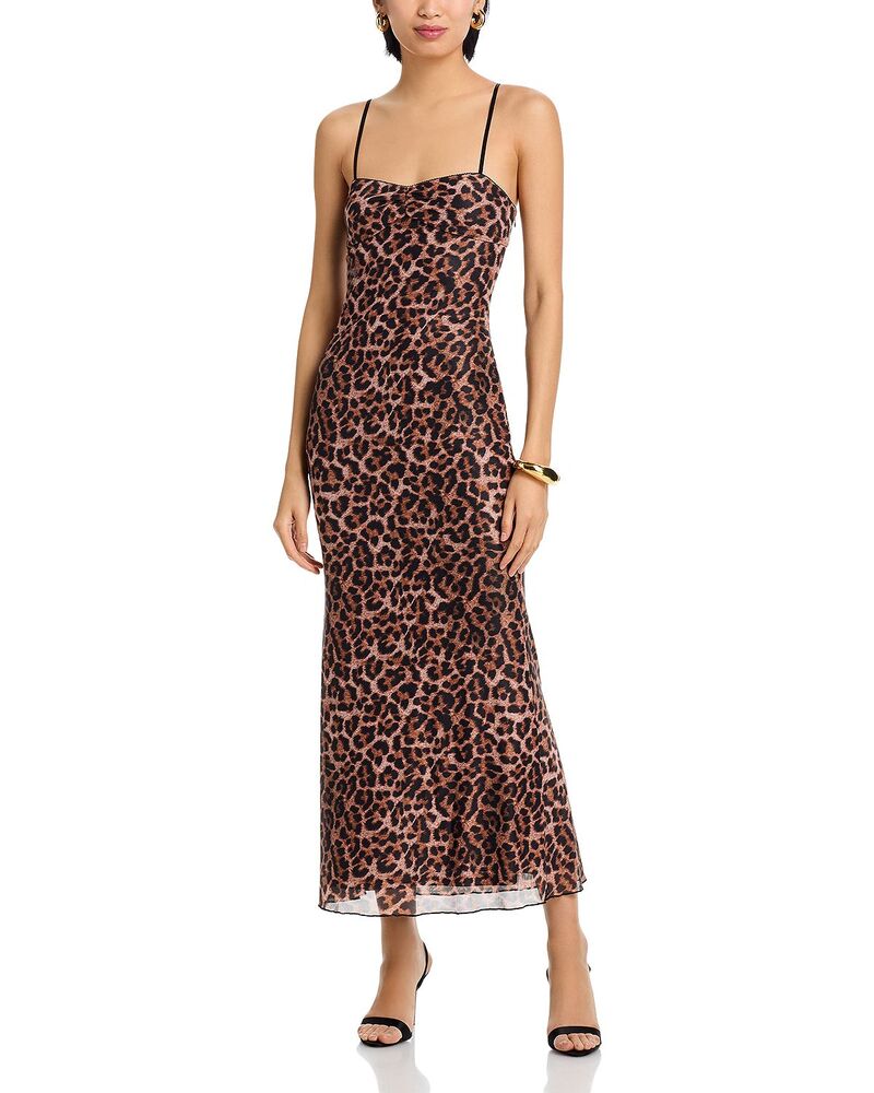 アクア レディース トップス ワンピース メッシュ マキシ AQUA Mesh Maxi Dress - Exclusive Leopard アニマル