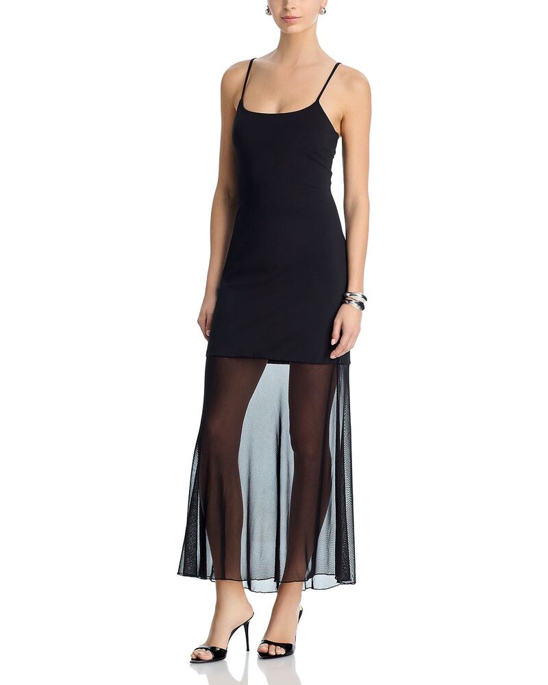 アクア レディース ボトムスカート メッシュ ニット AQUA Mesh Skirt Knit Cami Dress - Exclusive Black ブラック