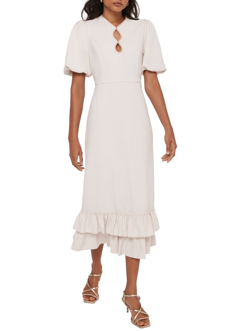ミルトンベルベット レディース トップス ワンピース ミディ Mint Velvet Women's Diamante Trimidi Dress Cream クリーム 34,970円