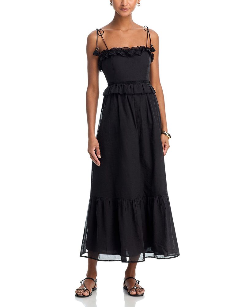 アクア レディース トップス ワンピース フリル ミディ レース AQUA Ruffle Lace Midi Dress - Exclusive Black ブラック|ReVida 店
