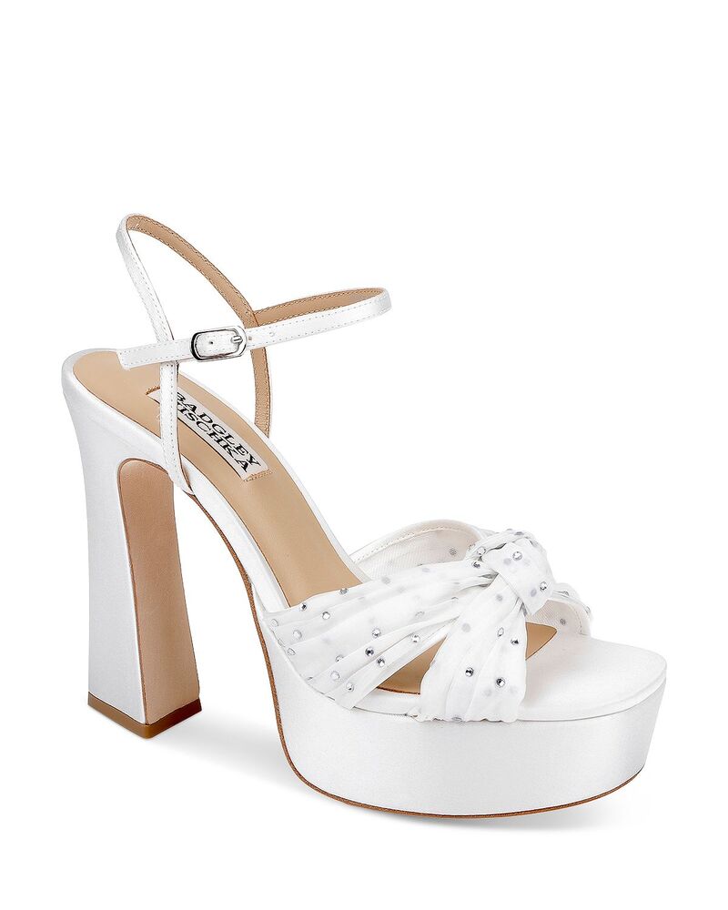 バッジェリーミシュカ レディース シューズ サンダル プラットフォーム Badgley Mischka Women's Willabella Platform Sandals White Satin ホワイト｜ReVida 店